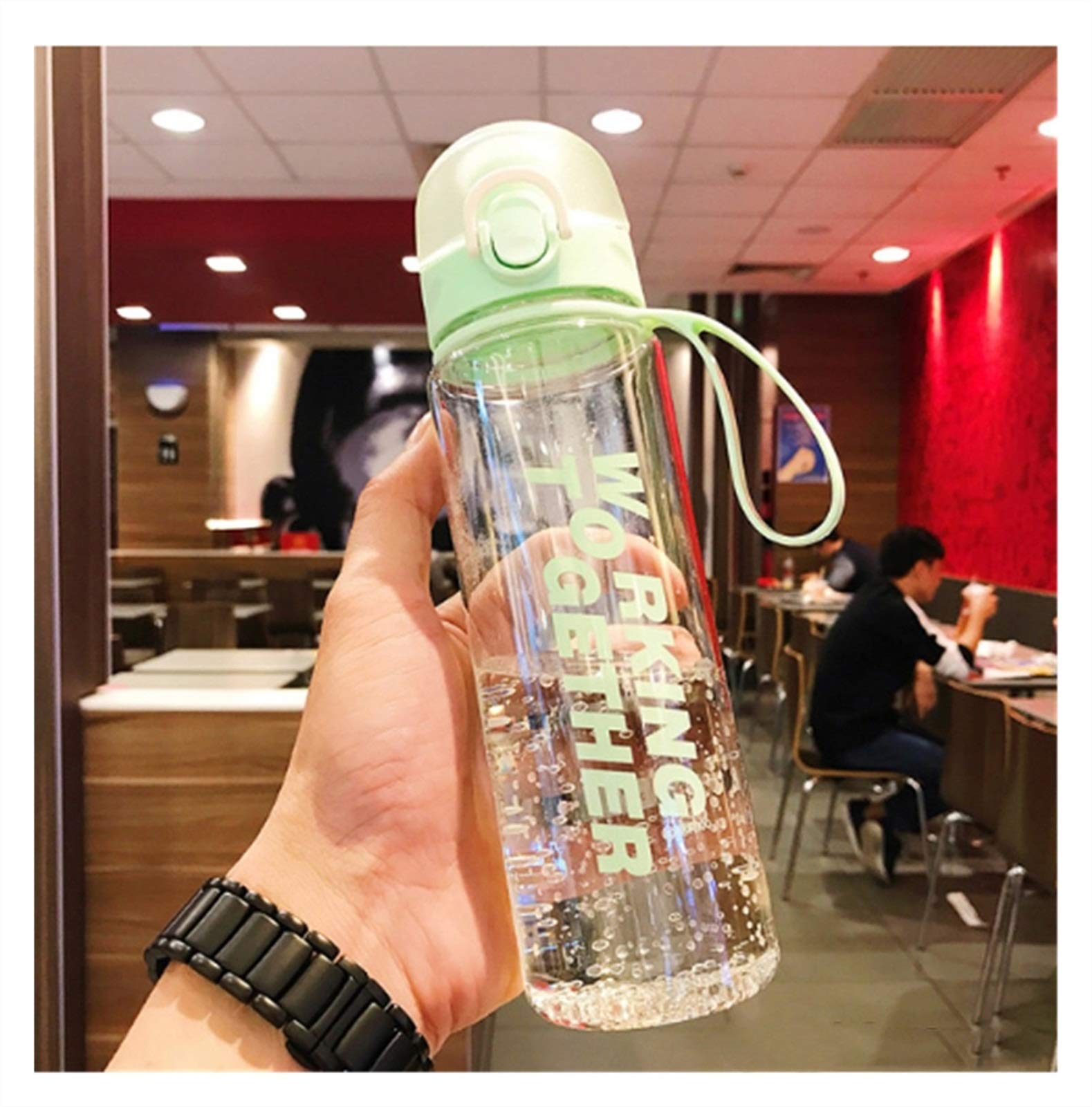 Botella de Agua Deportiva, Botella para Gimnasio, Escuela, Viajes al Aire Libre, Botella Infusor de té portátil a Prueba de Fugas, Botellas de Bebida, Vasos de plástico para Estudiantes