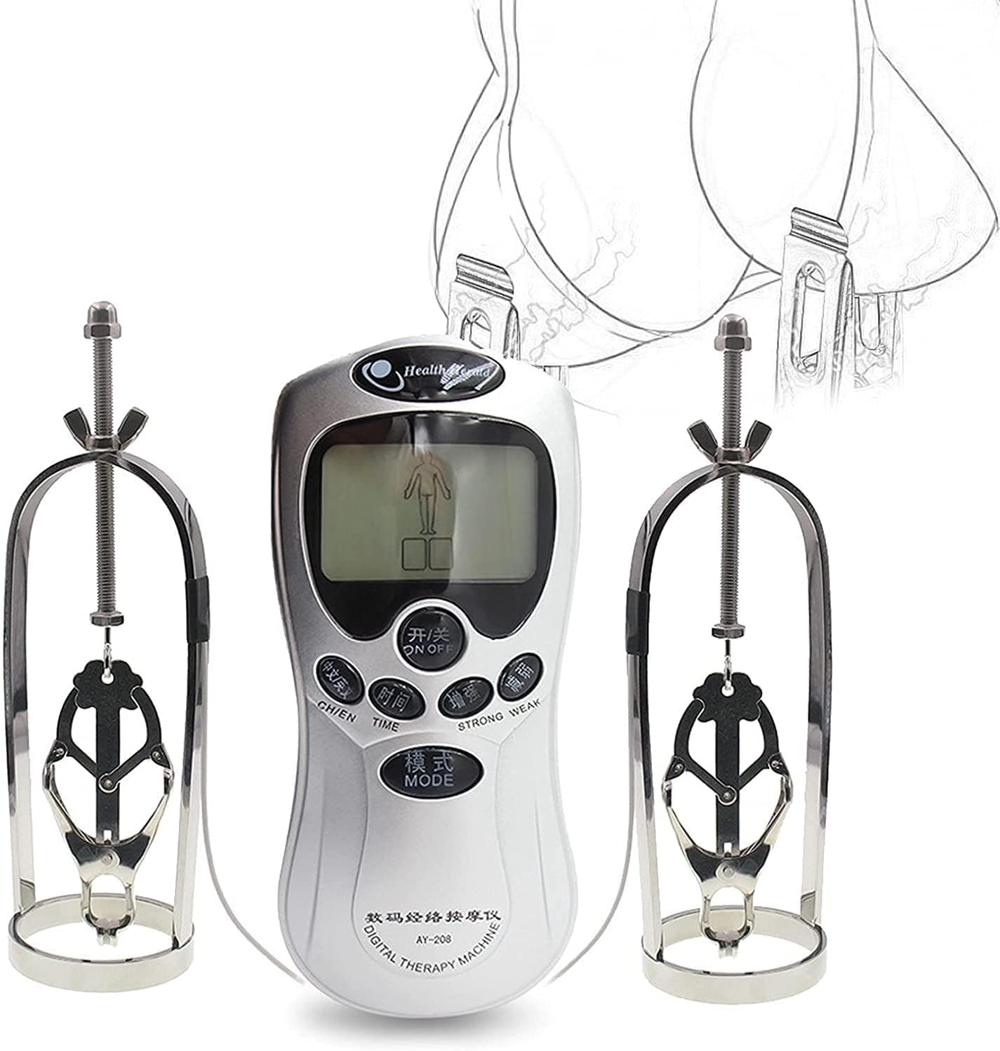 Elektrostimulation 2*Nippelklemmen Extrem Bondage Set, Nipple Clamps Elektrische Sex Schamlippenclip Elektrosex /Elektroschock sgerät Kit Erotik BDSM Fetisch Sexspielzeug für Männer Frauen Paare