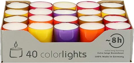 Wenzel-Kerzen Colorlights-Winter Edition Teelichte 8h Brenndauer, farbige PC Hüllen, bunt gemischt-Crazy Mix, 24 mm hoch, Durchmesser 38 mm, 1020