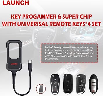LAUNCH X-431 Key Programmer Remote Maker Immobiliser Scan Tool with 4 Universal Remote Controls and 1 Super Chip for X431 IMMO Elite IMMO Plus IMMO Pro IMMO Pad Pad V Pad VII