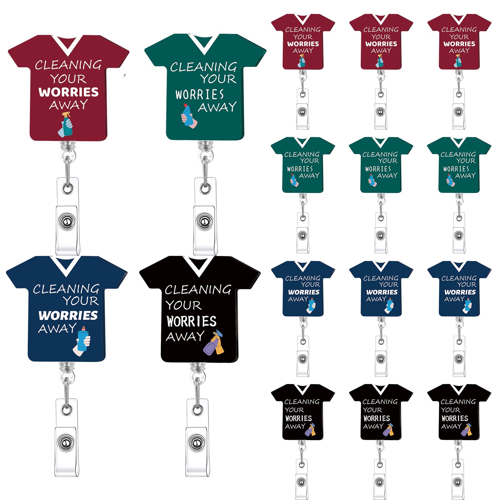 12 Pcs Housekeeping Appreciation Badge Reel Valentines Employee Appreciation Gift Retractable ID Badge Holder Clip for Nurse Hospital Gift for Social