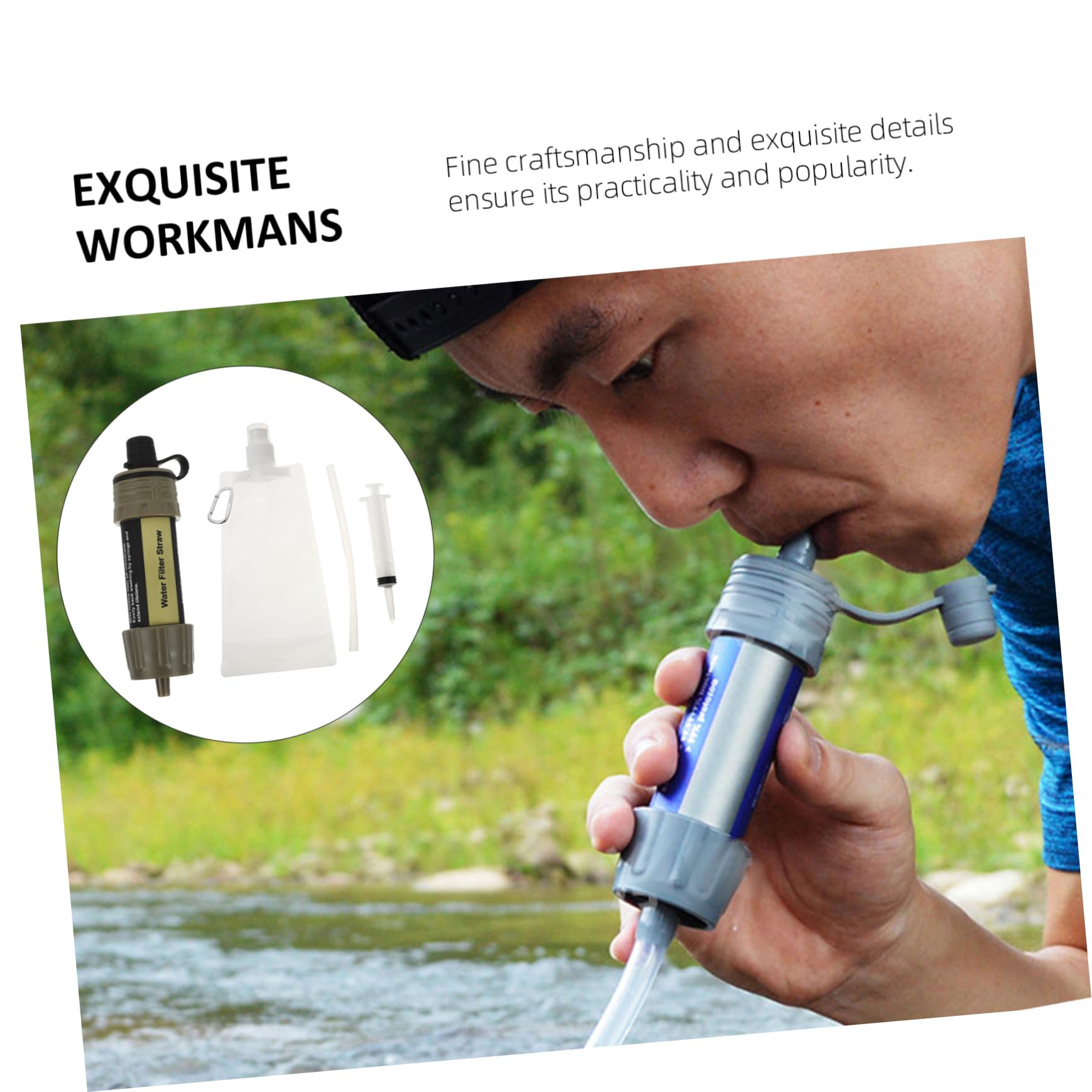 WOONEKY Filtre à Eau Portable Léger en Abs, Purificateur D'eau Sûr pour Camping et Randonnée, Mini Nettoyeur D'eau Vert pour Urgence