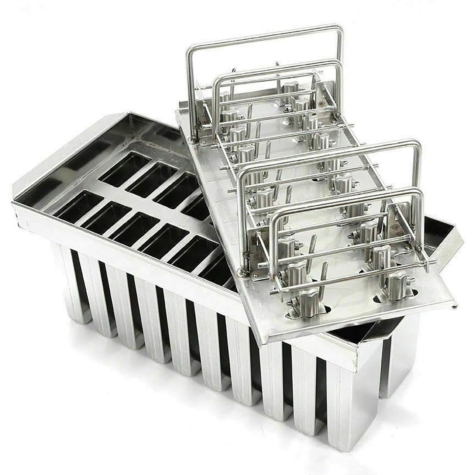 TsoLay Moldes Comerciales para Paletas, 20 Moldes De Acero Inoxidable para Helados, Soporte para Palitos De Helado, Reutilizables, para Preparar Deliciosos Helados Y Yogurt Casero