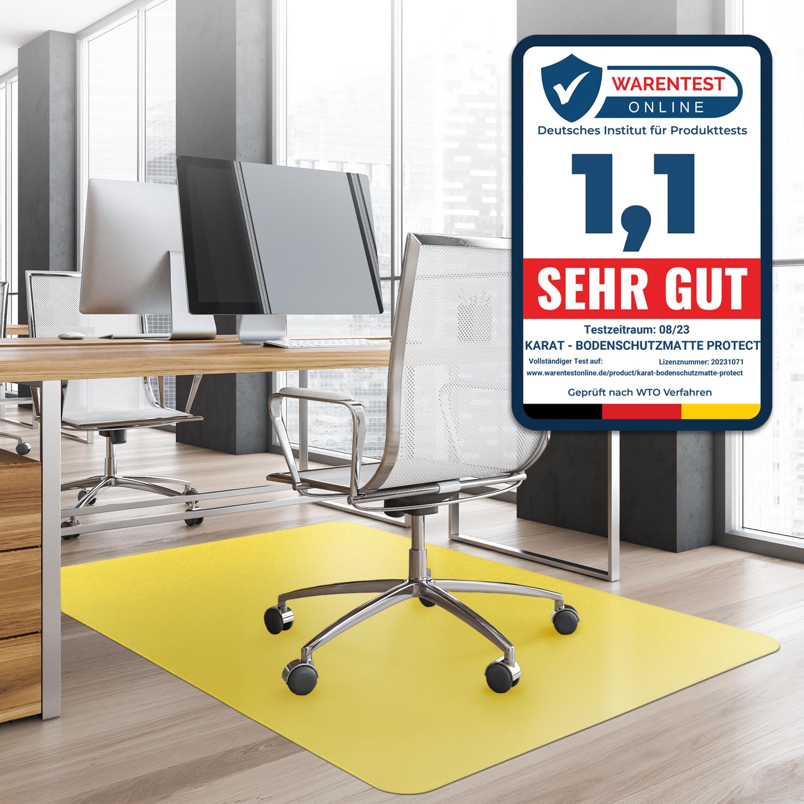 Tapis De Protection De Sol Pour Bureau 90x120 Cm - Polypropylène Noir, Anti-Dérapant, Pour Sol Dur Ou Moquette