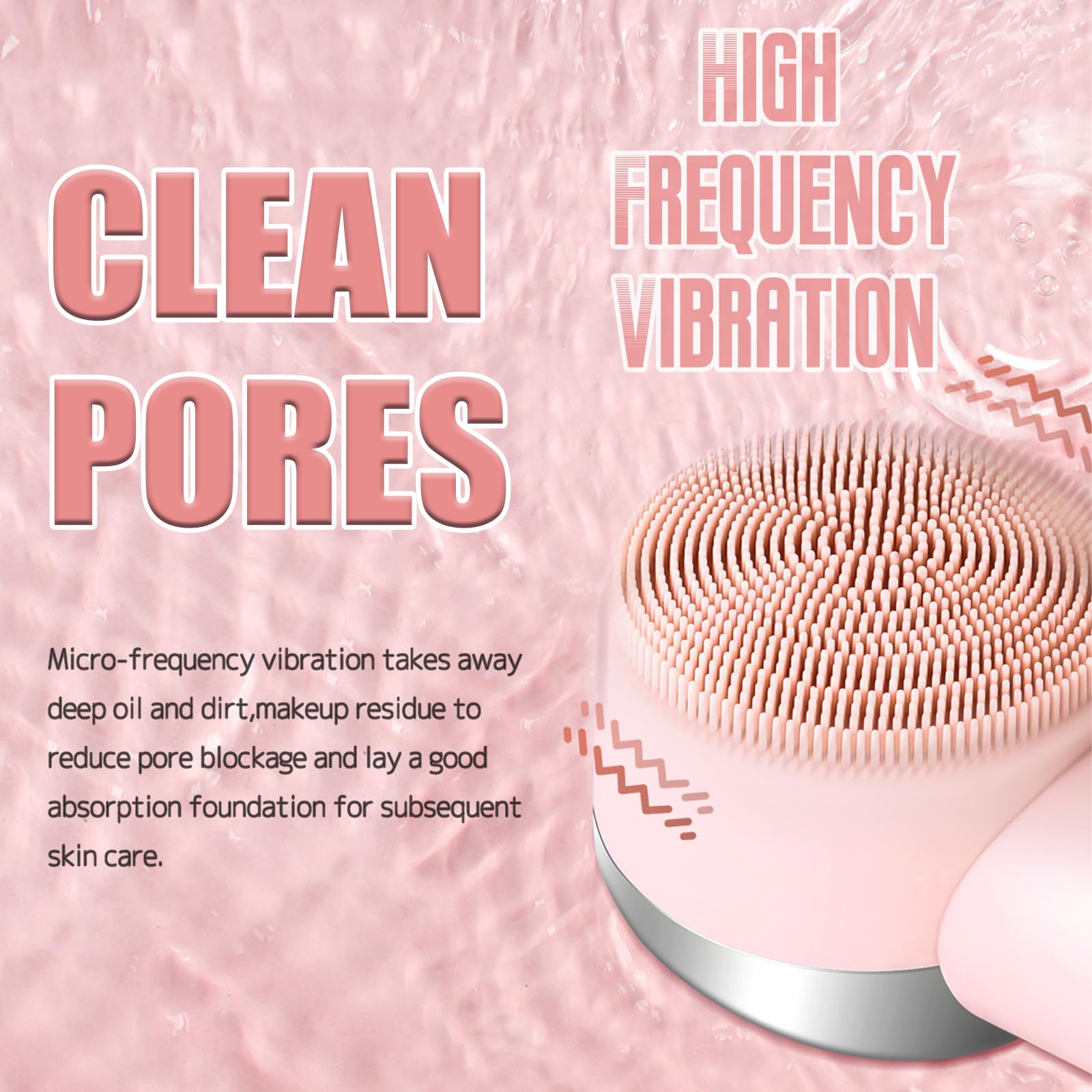 Gesichtsreinigungsbürste für Frauen Tragbare wiederaufladbare Gesichtsreiniger Elektrische Gesichtswaschbürste Reinigen Peeling Entfernen Mitesser Wasserdichte rosa Gesichtsmassagegerät Elitzia