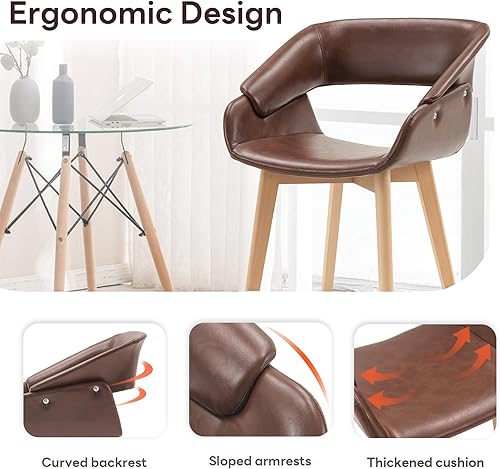 Miniatura 7 de ivinta Juego de 2 sillas de comedor, modernas sillas de cocina de piel sintética con patas de madera maciza para comedor, sala de estar, cocina 9122