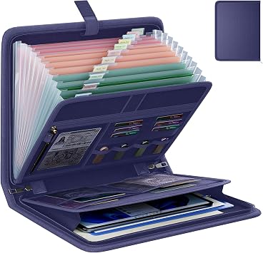 Fireproof Accordion File Organizer, Expanding File Folder with 13 Pockets