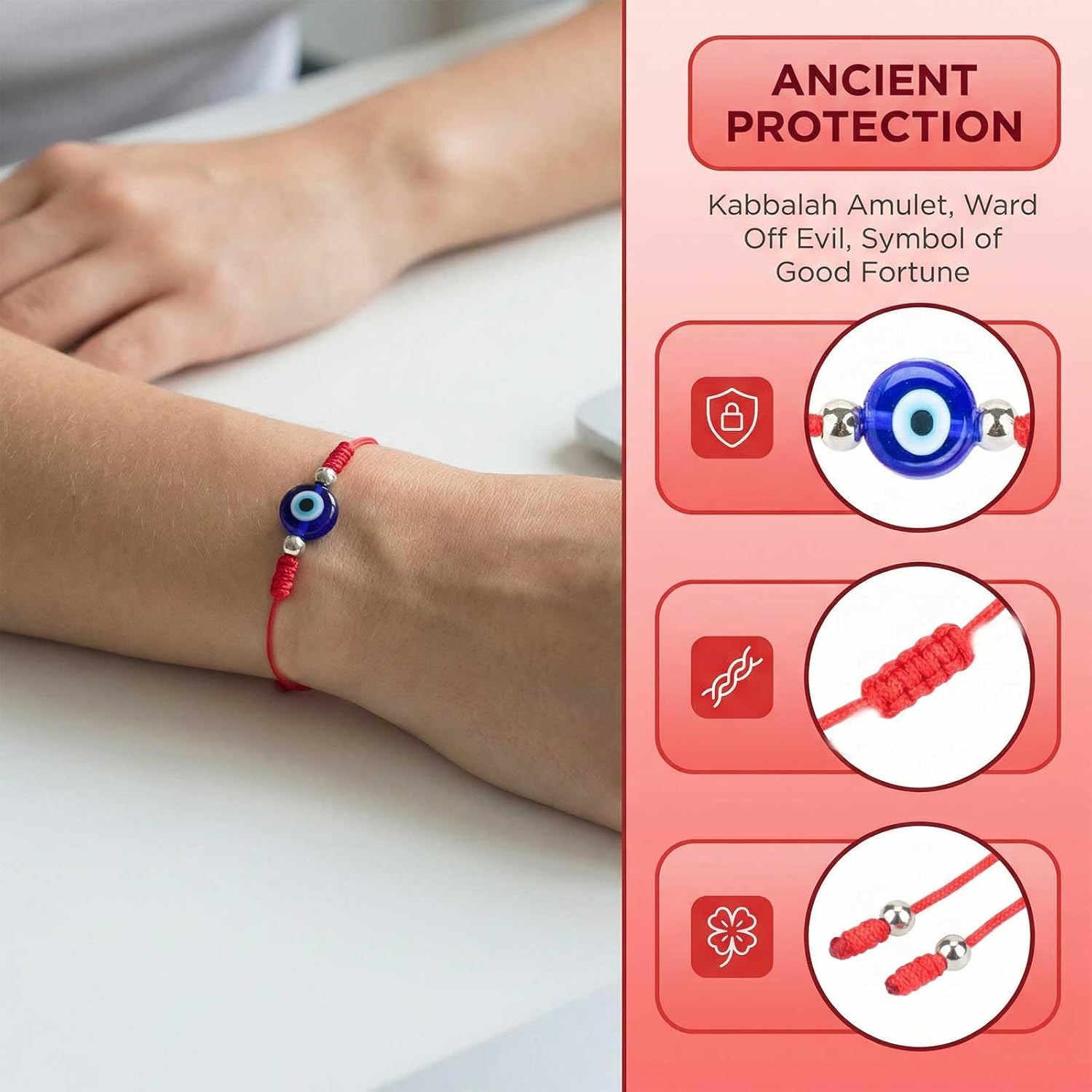Evil Eye Protection Bracelets for Women, Vanlentines Day Gifts, Adjustable Red String Couple Gifts Lucky Amulet Bracelets with Blue Turkish Evil Eye Bead For Girlfriend Boyfriend - Image 5