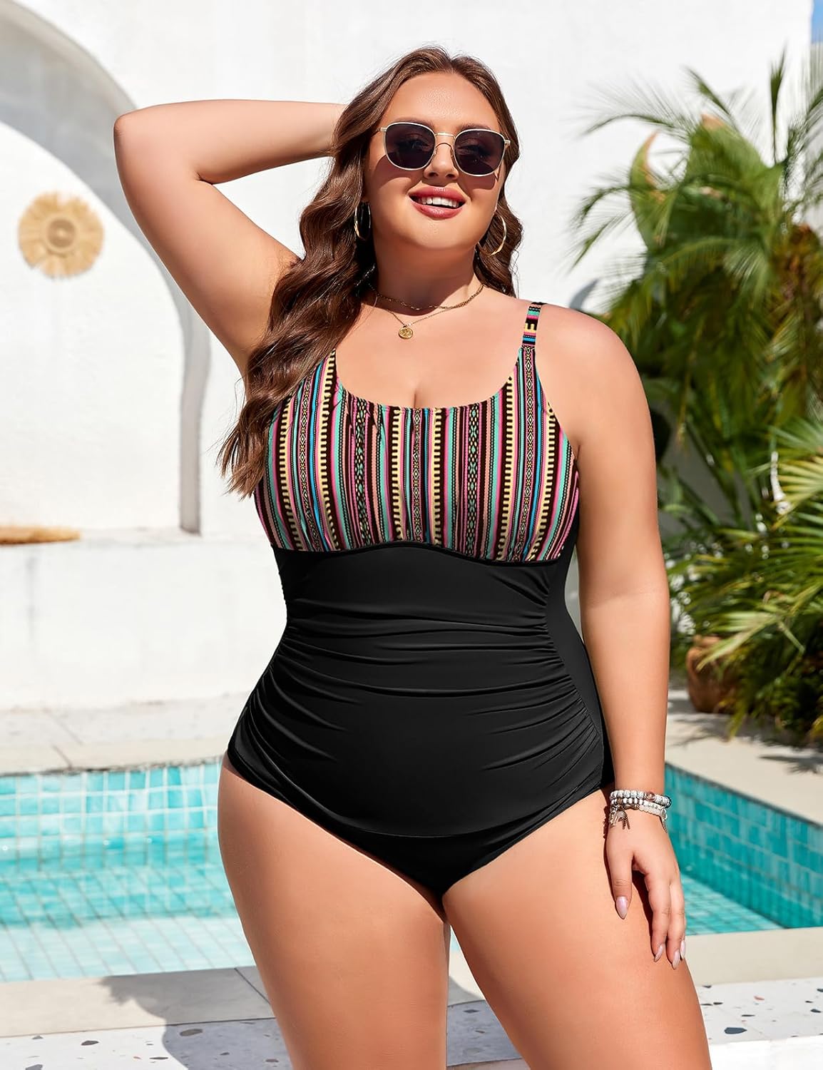 Plus Size Bathing Suit for Women Tummy Control Swimsuit One Piece Swimsuit Ruched Cute Swimsuits Vintage Swimwear 2026 - Image 8