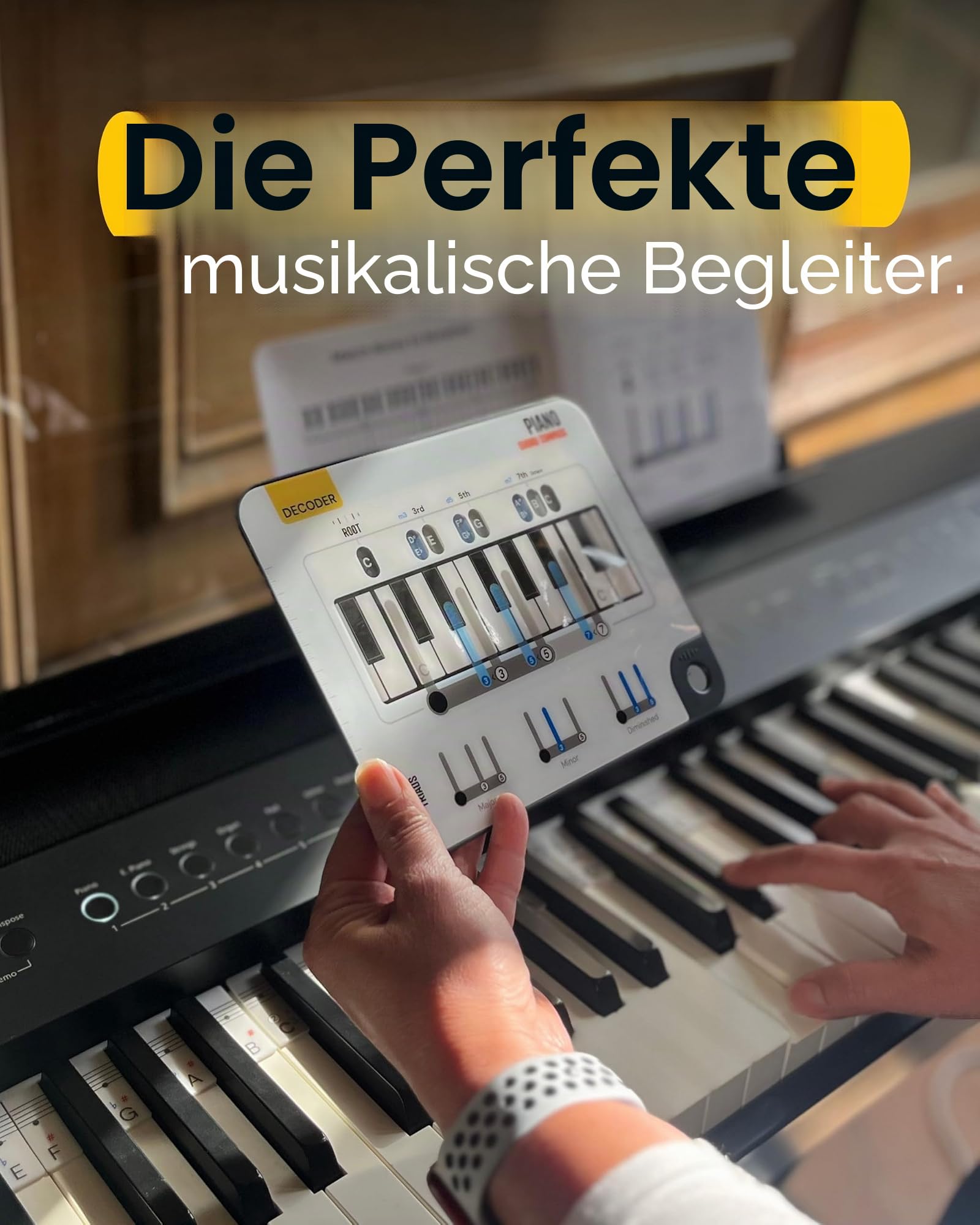 Noisy Clan Klavier Akkord Kompass - Schiebbarer Klavier Notenfinder & Keyboard Zubehör für Anfänger - Grundlegende Musiktheorie und Piano Akkorde Lernen - 1 Oktave Tool