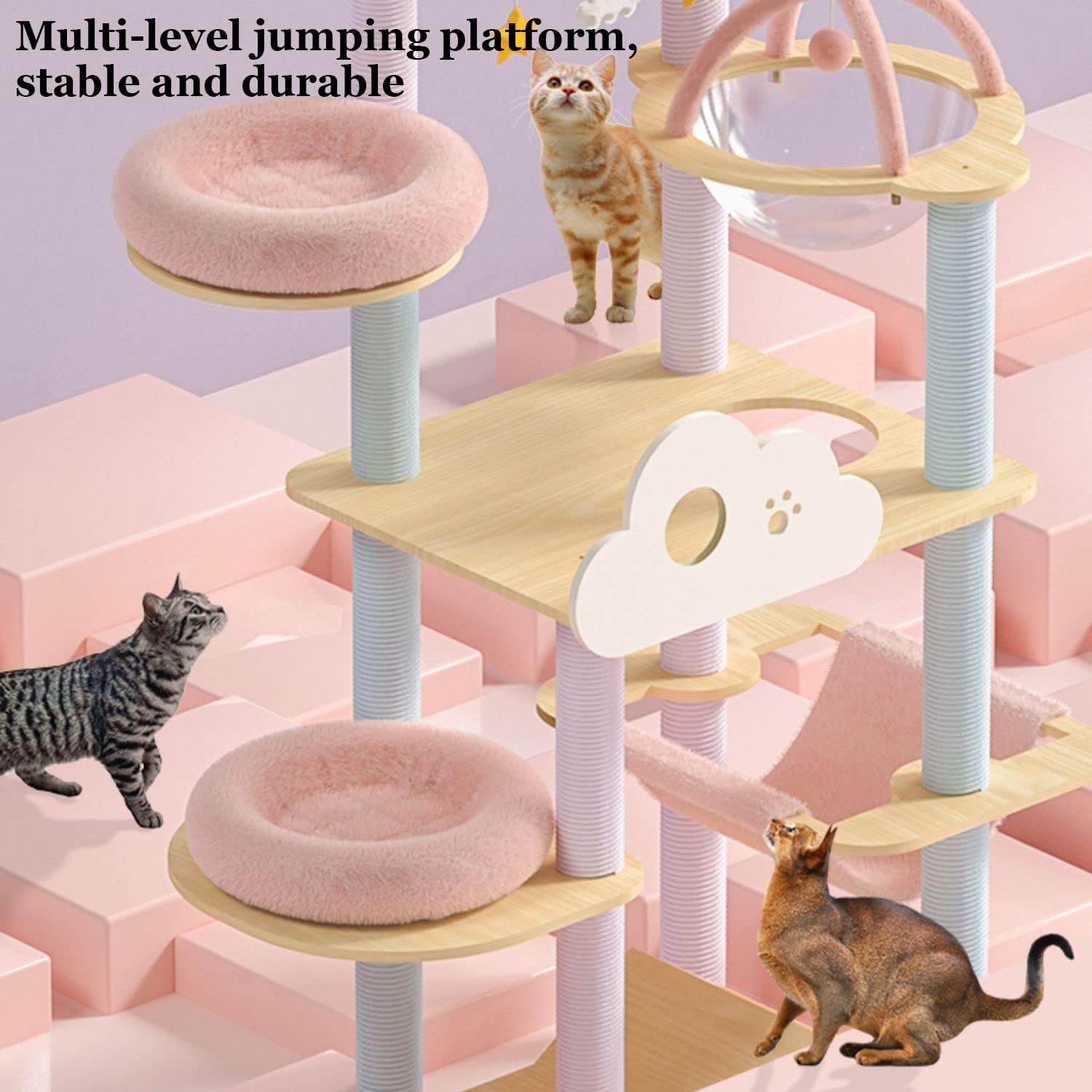 キャットタワー ピンク 猫 Cat Tower ワイドサイズ 高さ170cm