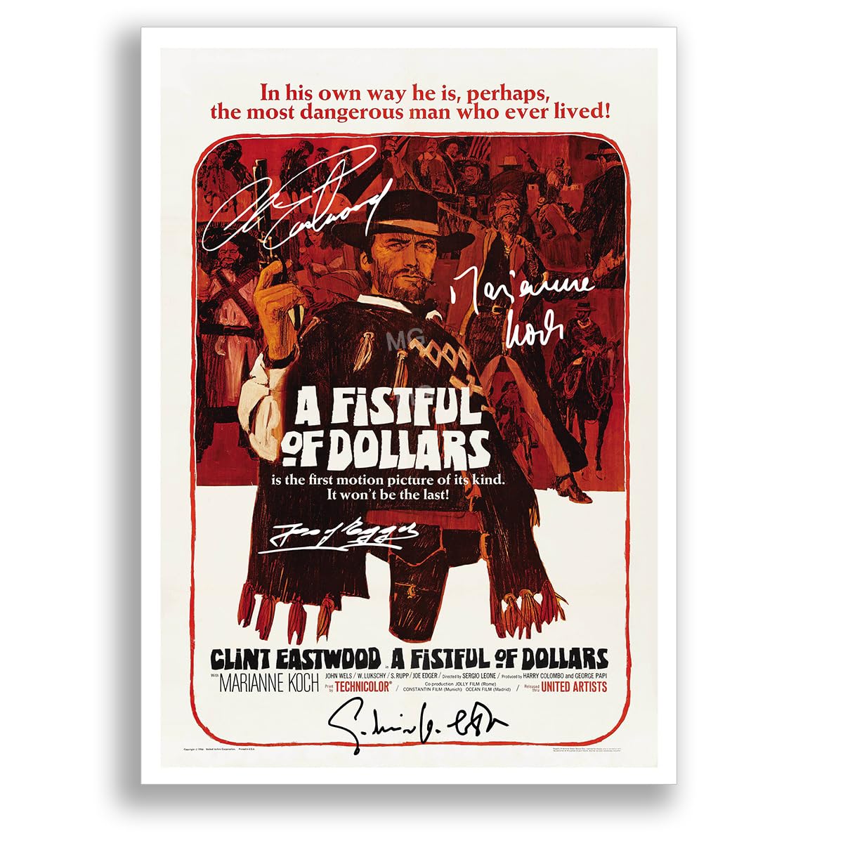 The Man With No Name Dollars Trilogy All Movie Film Posters Cast Signed A4 Poster Photo Print Framed Autograph Gift The Good The Bad And The Ugly (A Fistful of Dollars A3 Poster Only)