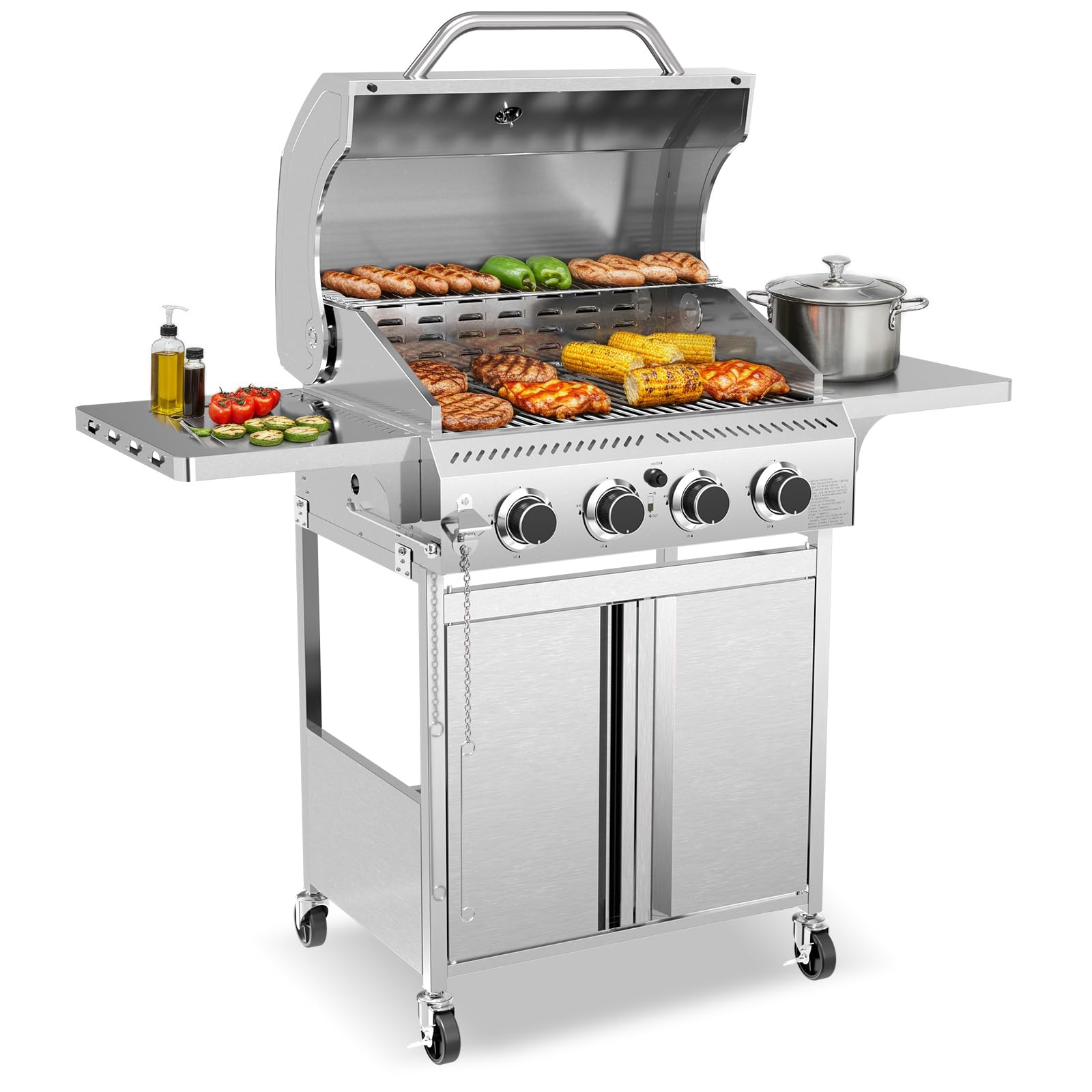 WAA Grill 4-Burner Portable Gas BBQ Grill,32000 BTU Outside 