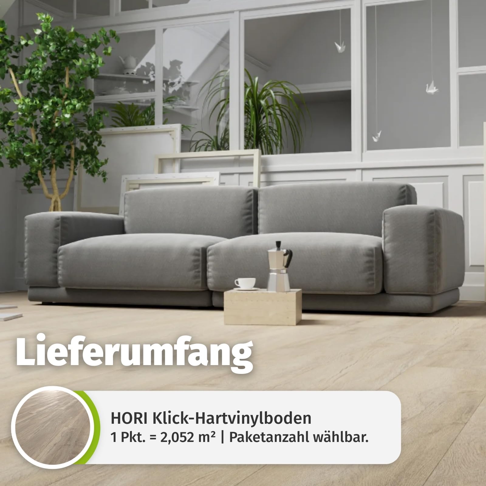 Klick Vinylboden Rigid SPC Landhausdiele Holzoptik - Klicksystem Hartvinyl mit Trittschalldämmung - schwimmende Verlegung - - 150 x 22,8 x 0,52 cm - 2,052 m² - 6 Dielen