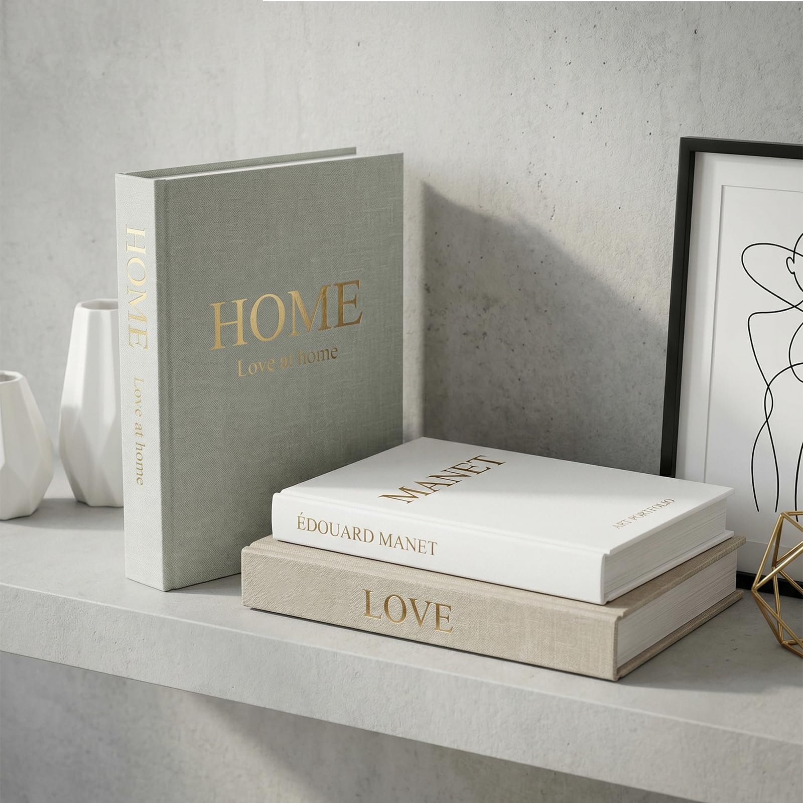 Set di 3 libri decorativi - Libri finti in copertina in lino con chiusura magnetica - Scatola portaoggetti nascosta - Oggetti di scena estetici e chic - Scatole moderne a forma di libro per simpatici