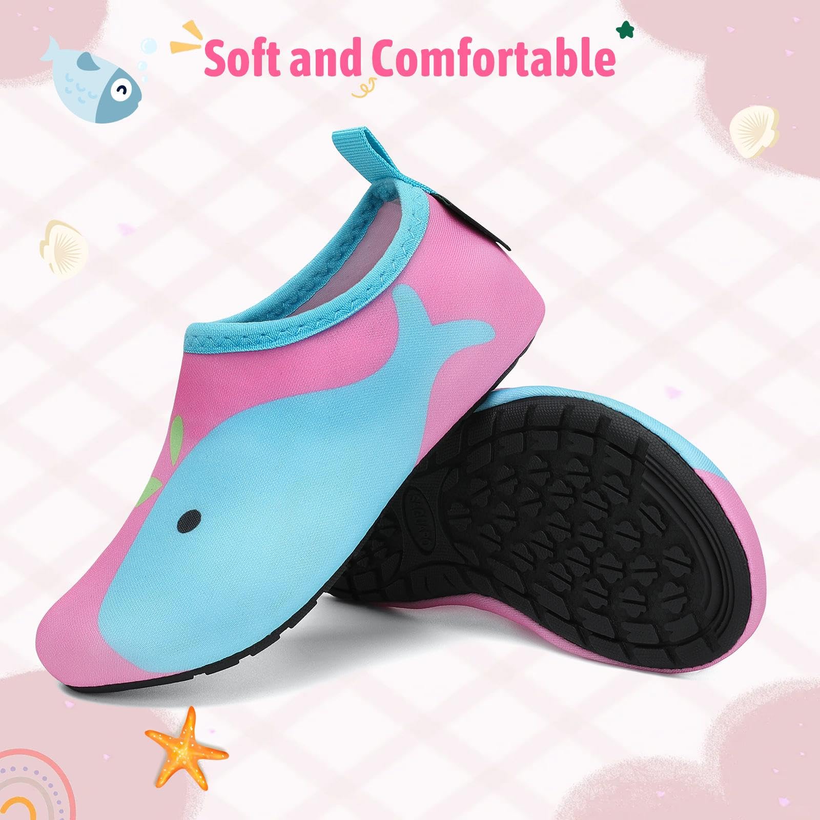 SAGUARO Buty kąpielowe, buty plażowe, buty do pływania, unisex, dla dzieci, różowy - 067 różowy - 24/25 EU