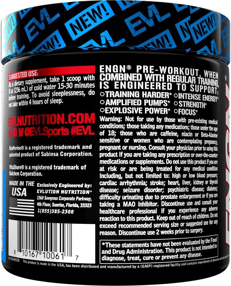 EVL Intense Pre Workout with Creatine - ENGN Energizing Pre Workout for Men Powder Drink for Lasting Energy Focus and Recovery - with Beta Alanine Caffeine and L Theanine - Rocket Pop - Image 5
