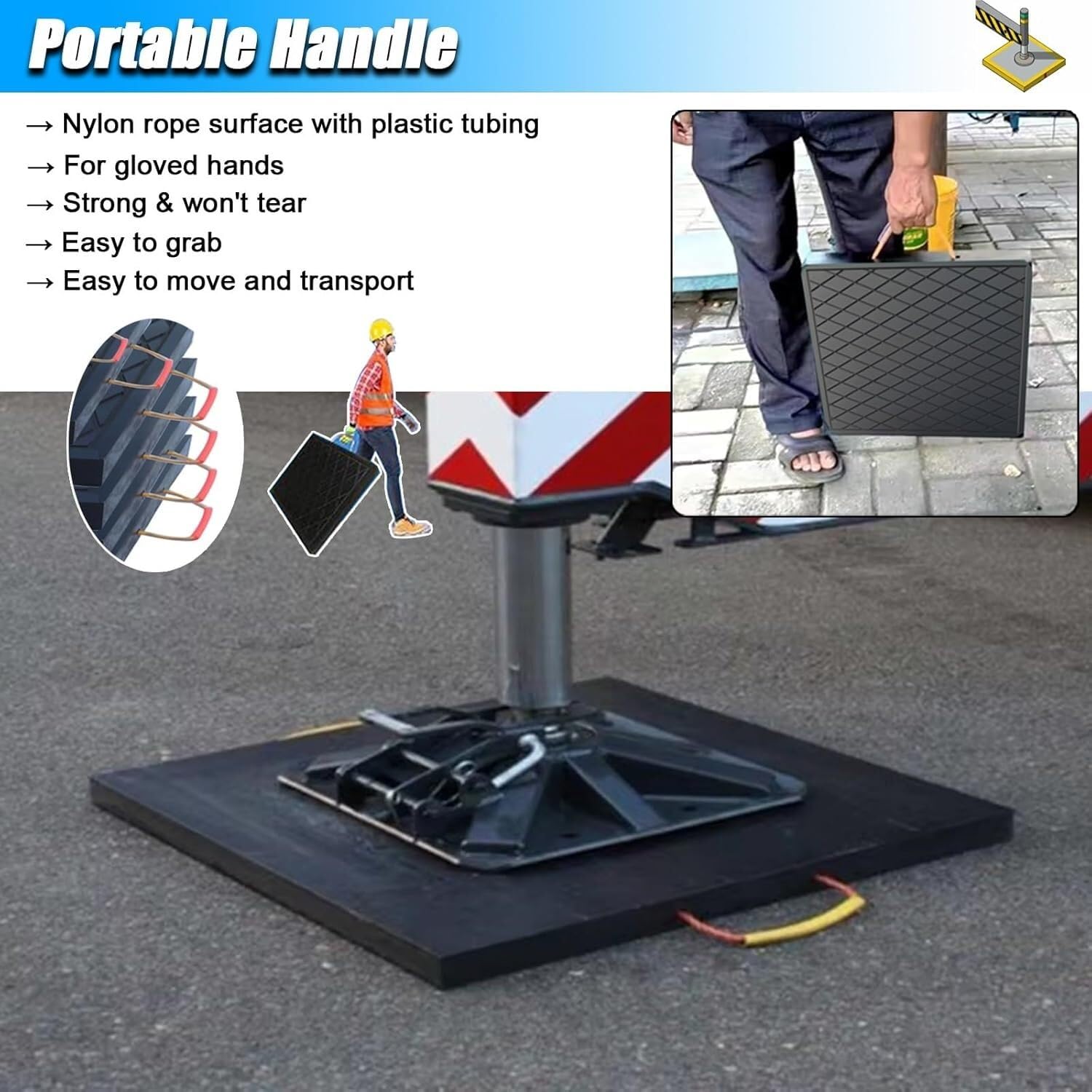 Steunplaten Stabiliserende Steunpoten voor Hoogwerker, Nivelleringsplaat voor Landingsgestellen van Sleepwagens met Handgreep, Draagbare Camperkrikblokken(30x30x3cm/11.8x11.8x1.2inch