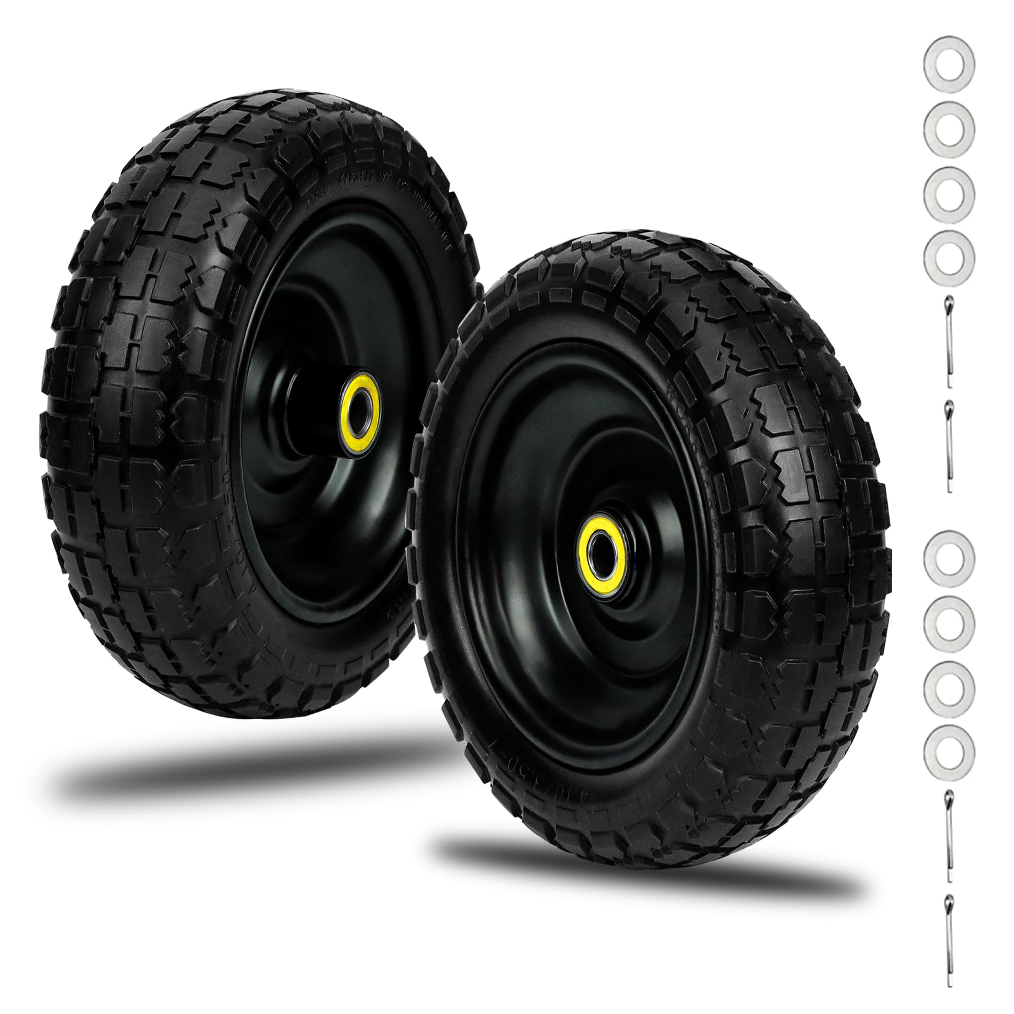 Photo 1 of 13" Solid Rubber Tires Replacement for 13"Garden Cart Tires Replacement with 5/8" Axle Borehole, 2.1" Offset Hub, 3.15" Wide Tires Used for Wheelbarrow Garden Cart and Trolleys by Cenipar, 2-Pack