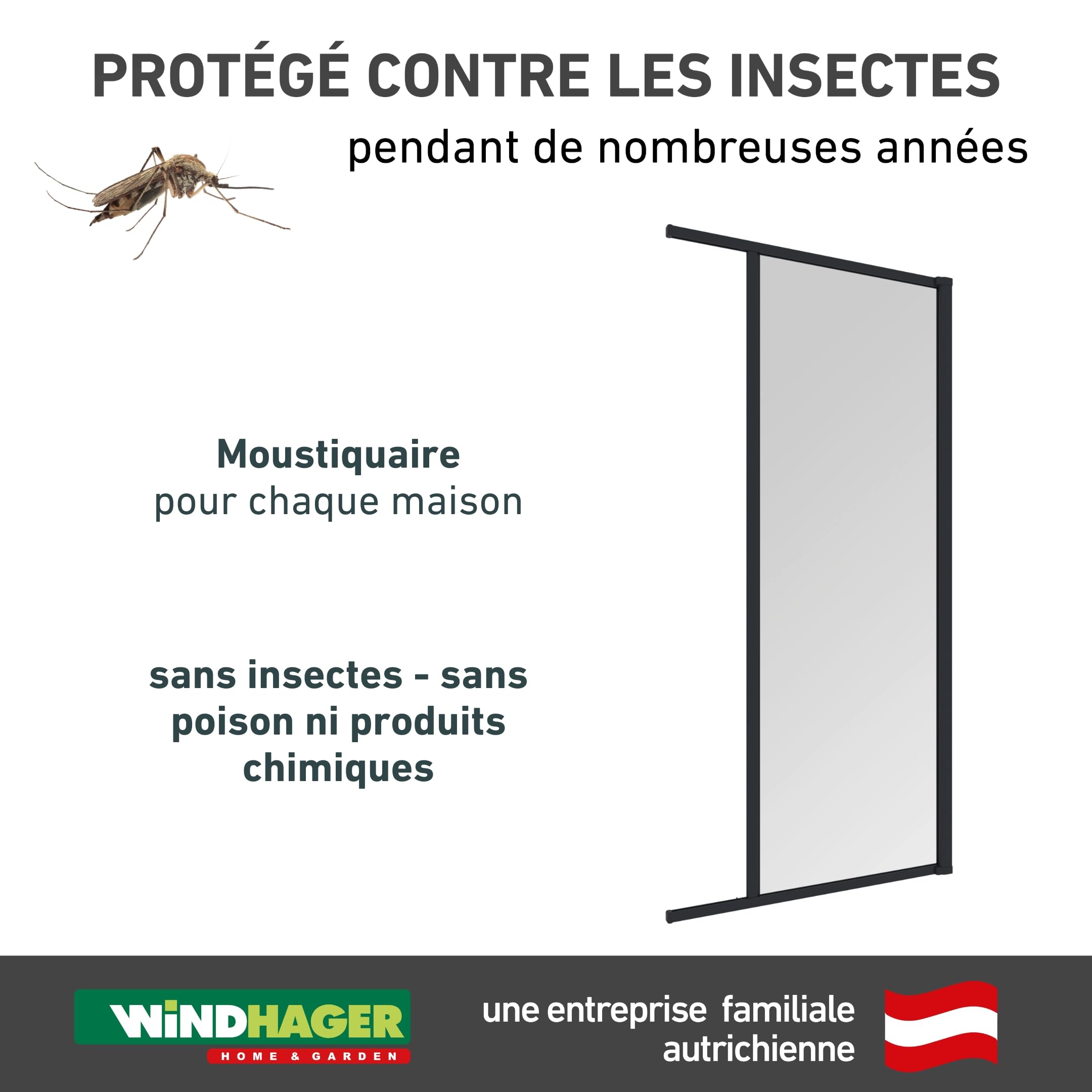 Windhager Moustiquaire Store Enrouleur pour Portes, individuellement découpable, 225 x 160 cm, anthracite, 03895