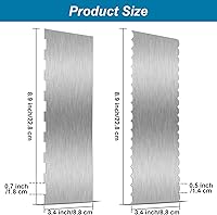 Vista 2 de 2 Pieces Stainless Steel Cake Scraper Large Double Sided Patterned Edge Stripe Edge Smoother Scraper Cake Decorating Comb Pastry Cutter for Mousse