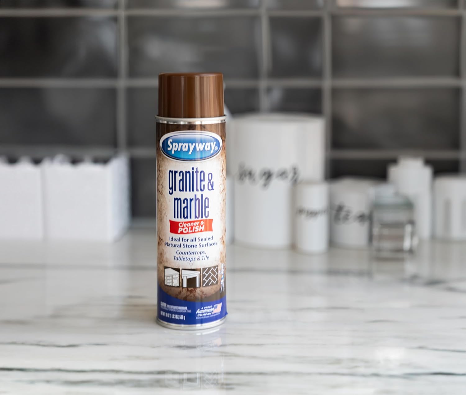 Sprayway Granite & Marble Cleaner Aerosol Spray 19oz, Pack of 12 | Foaming Action, Removes Grease, Oil, Fingerprints | Ideal for Sealed Natural Stone Surfaces, Countertops, Tabletops, Tile