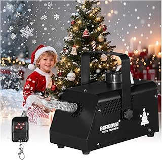Professional Snow Machine with Wireless Remote Control, Black Metal, Adjustable Output for Christmas, Stage Shows, Parties, Weddings