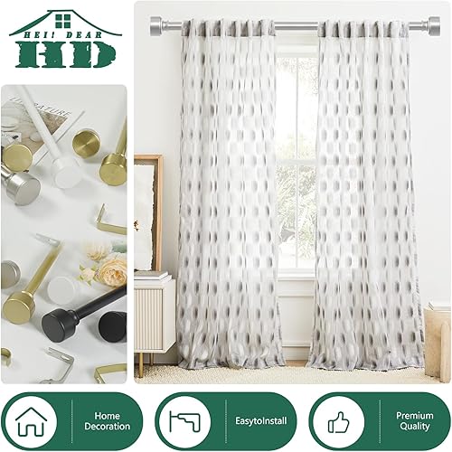 Miniatura 7 de HEI! DEAR Barras de cortina de níquel cepillado para ventanas de 66 a 120 pulgadas (5.5-10 pies), barra de cortina resistente de 1 pulgada de