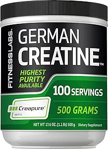 Fitness Labs German Creatine Monohydrate Powder | 1.1 lb | Creapure Fitness Supplement | 100 Servings