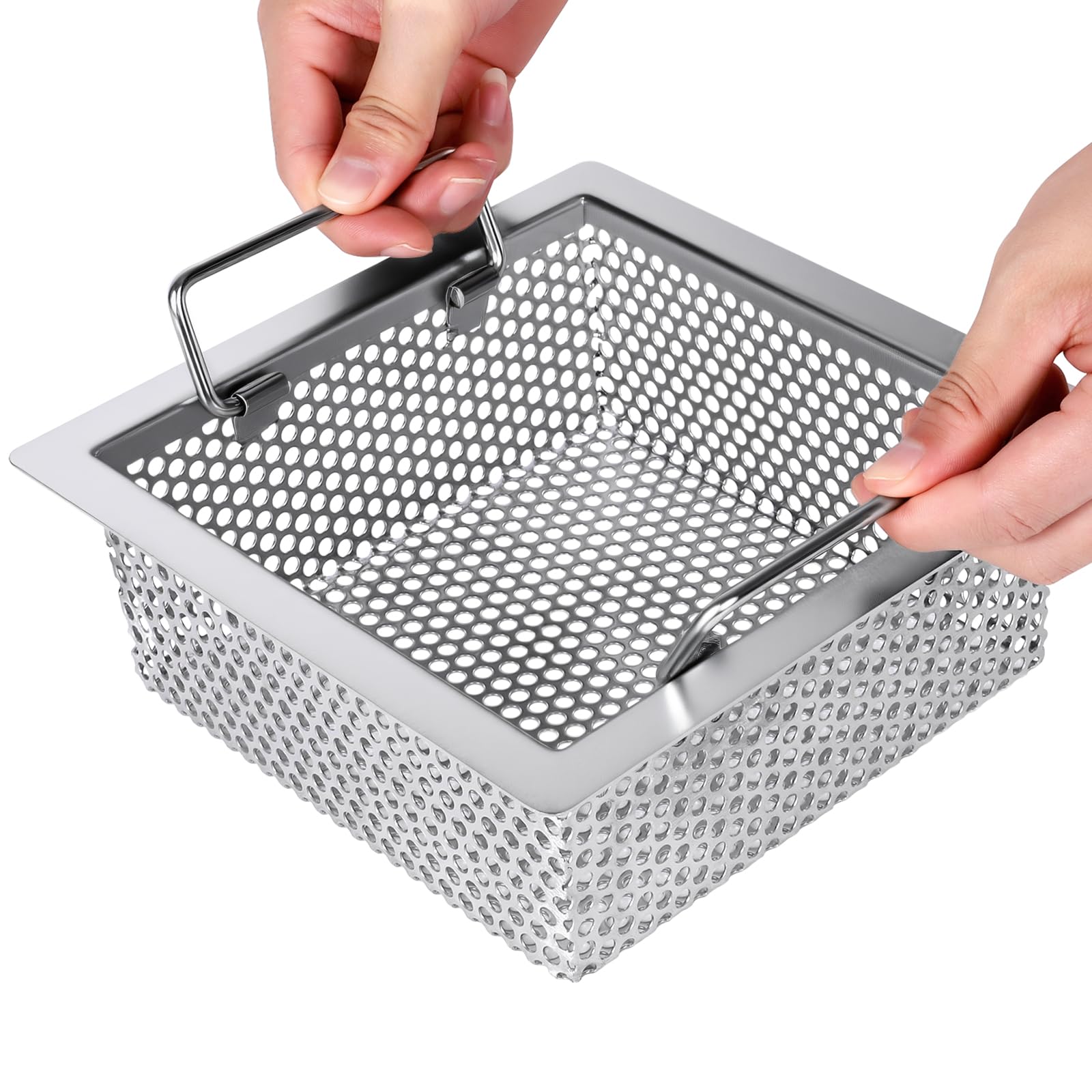 Sitko do odpływu podłogowego ze stali nierdzewnej 304, kosz z podwójnym uchwytem, 1,0 mm, 8-5/20 szer. x 20 cm dł. x 3 cm wys. sitko do zlewu podłogowego, super duży filtr odpływowy podłogowy