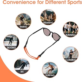 6 Pcs Glasses Strap, Eyeglasses Cord Stable & Non-slip, Adjustable Sports Eyeglasses Cord| No Tail Eyewear Straps for Men and Women| High Elasticity and Comfort Sunglasses Straps
