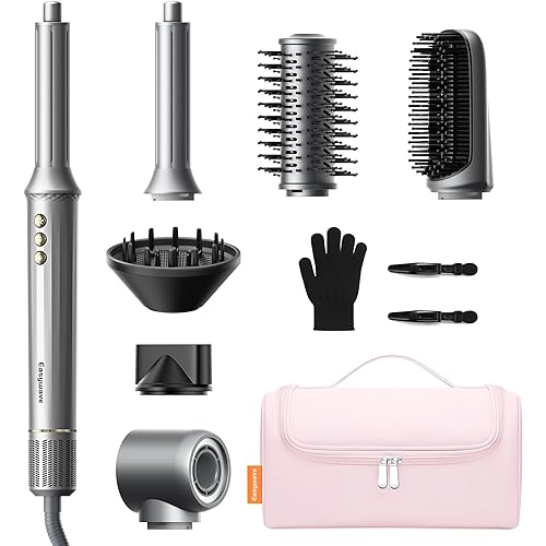 Easywave 7 in 1 Hair Styler & Hair Dryer Brush, 110,000 RPM High-Speed Blow Dryer with Negative Ions for Frizz-Free Styling Fast Drying Curling Volumizing Straightening, Hot Air Styler with Travel Bag