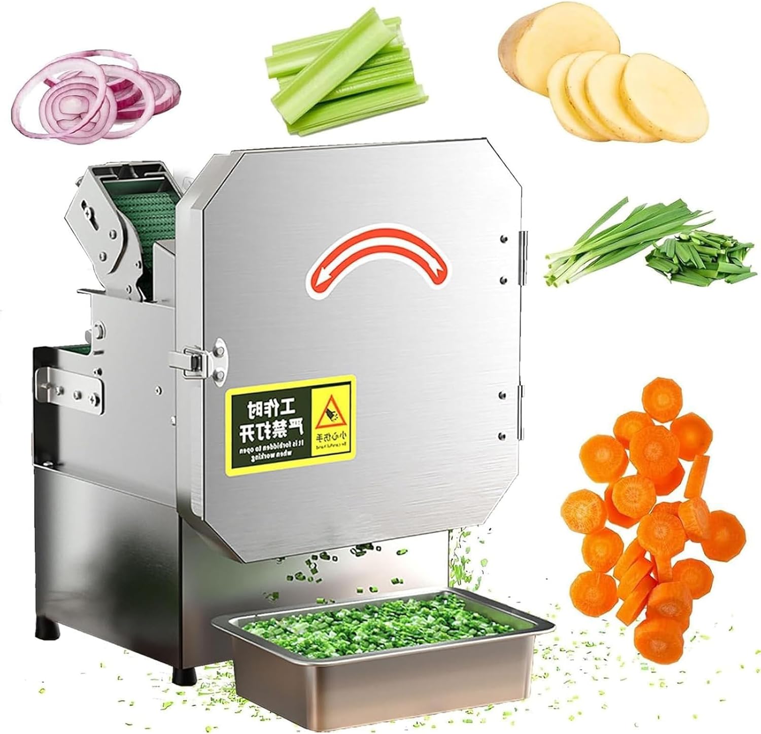 Electric Vegetable Cutter, Commercial Vegetable Slicer, Electric Vegetable Slicer with 70Mm Feed Port, 300Kg/H of Vegetables Can Be Cut Vegetable Slicing Cutting Machine