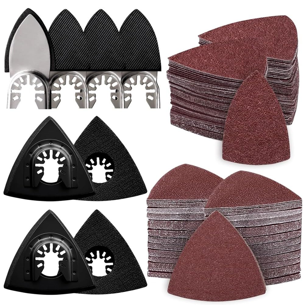 Littimoon 208Pcs Oscillating Tool Sanding Pads Kit,with Triangle Sanding Pads and Finger Sanding Pad,for Finishing Wood Sanding