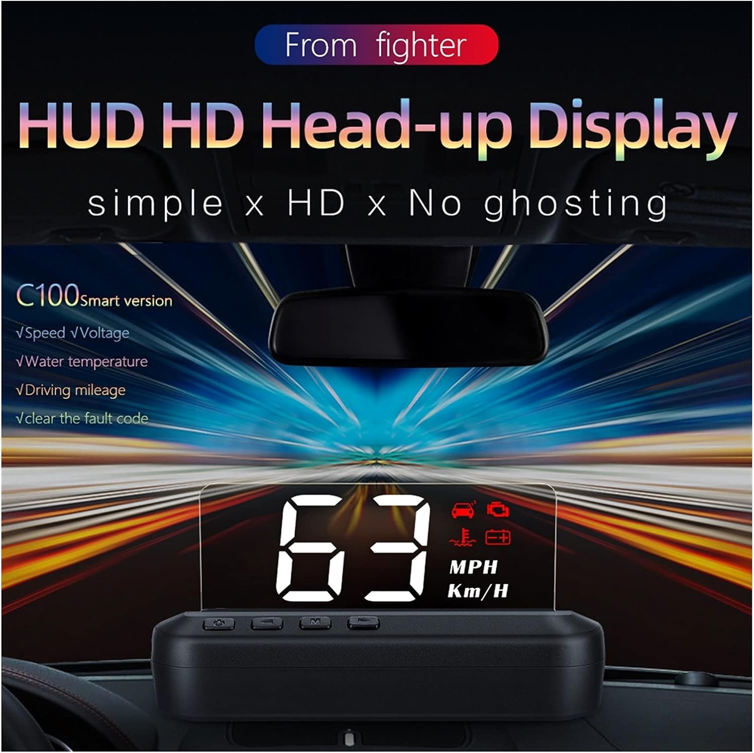 OBD2 HUD On-board Computer Auto Head Up Display Digital Car Speedometer Projector KM/h MPH Car Electronics Alarm Smart Gadgets