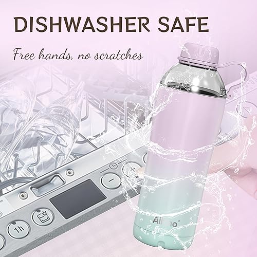 Miniatura 9 de Botella de agua aislada para mujer, botellas de agua de acero inoxidable de 18 onzas, doble pared, 2 tapas (vaso y vaso), hidrata y cafeína, regalos