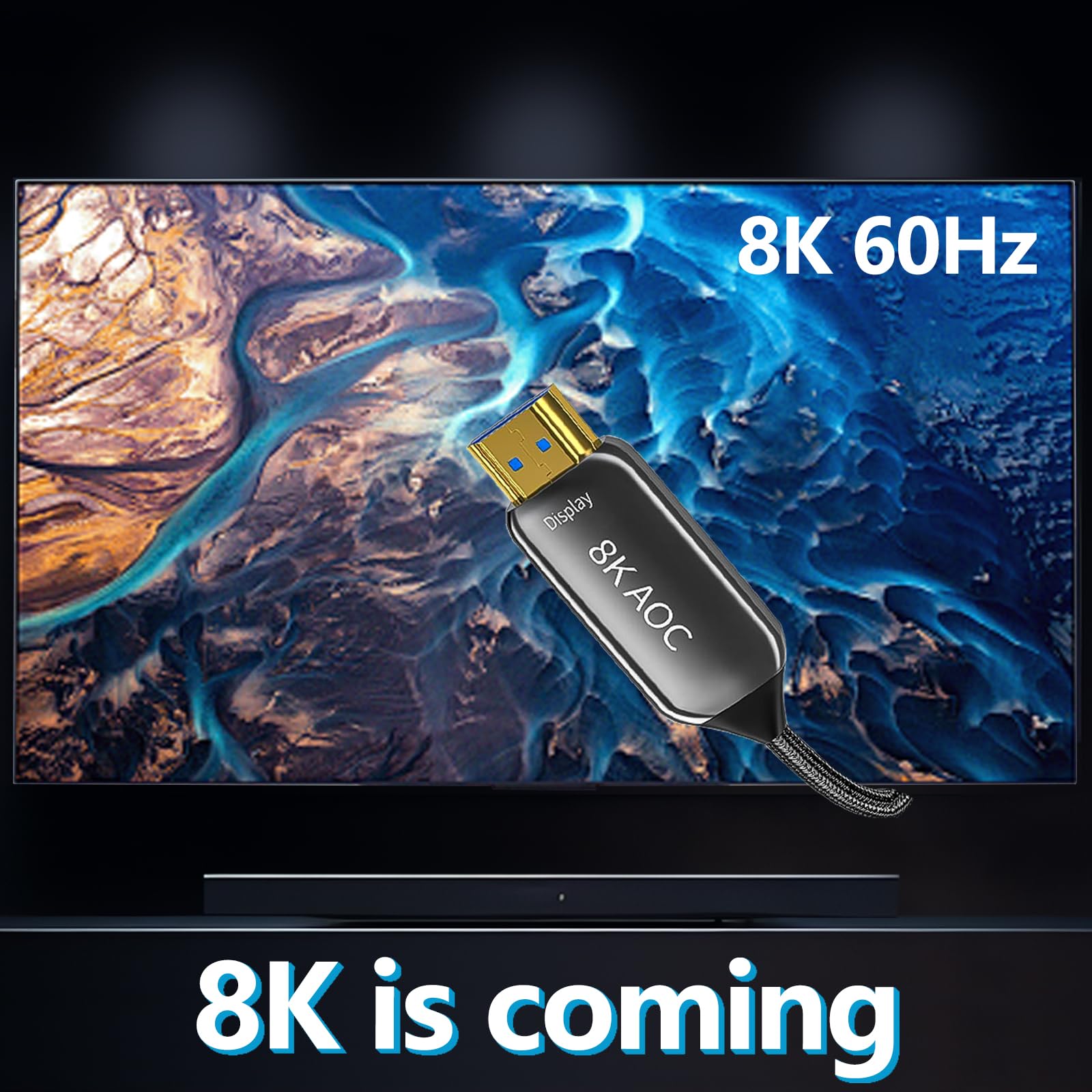 Aieloar Cavo HDMI Fibra Ottica 15M, 8K Cavi Fibra HDMI Alta Velocità Supporto 3D 4K@120Hz/48Gbps