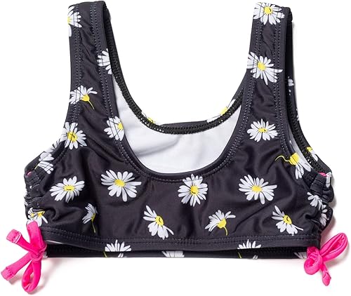 Disney Girls Bikini Top and Bottom Swim Set UPF 50+ Toddler to Big Kid Sizes (2T - 14-16)(Black / Multicolor,14-16)