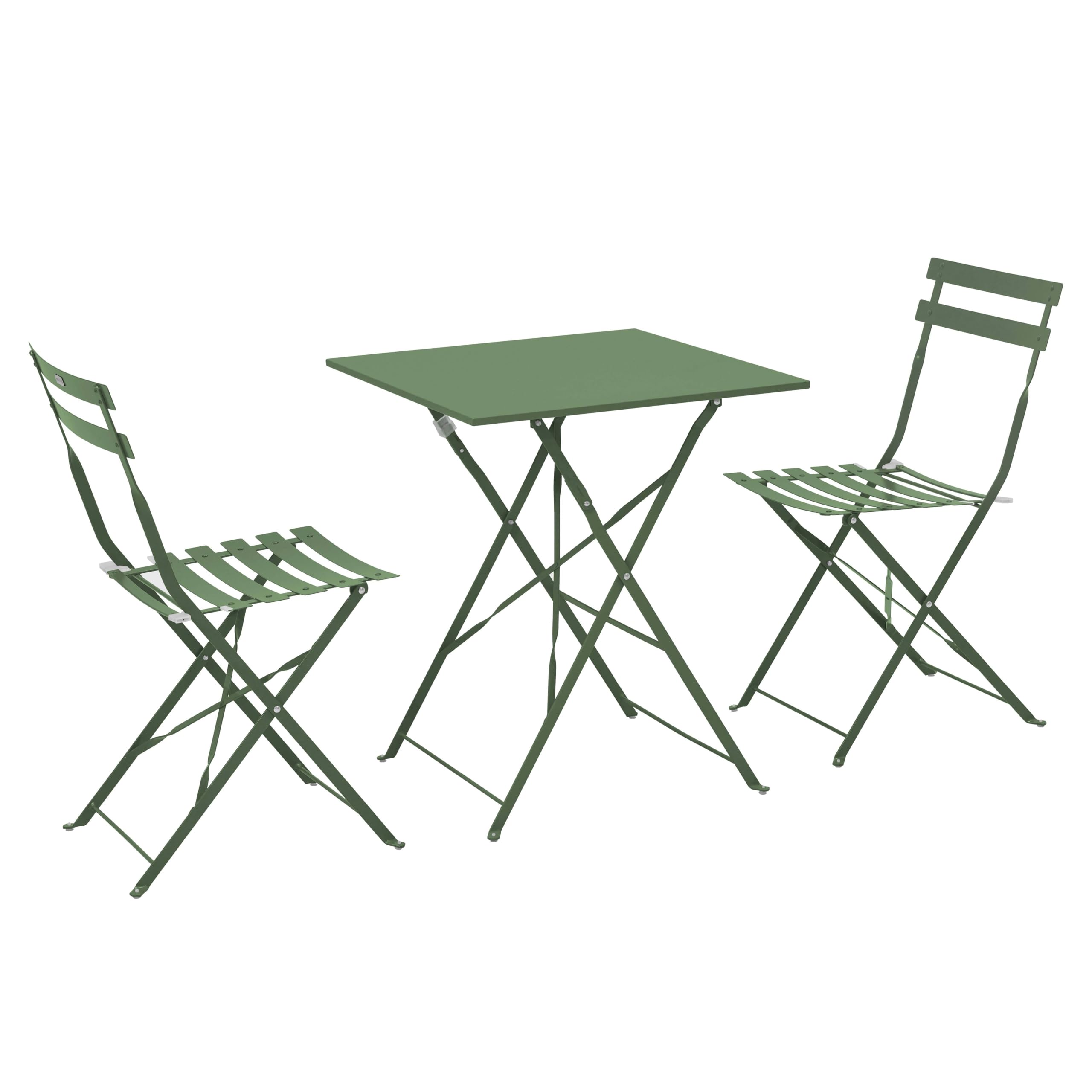 Table De Jardin Pliante Carrée Oviala 'Rome' - Acier, 60x60x71 Cm, Couleur Vert Cactus - Résistante Aux Intempéries, Pour Terrasse Et Balcon - 7