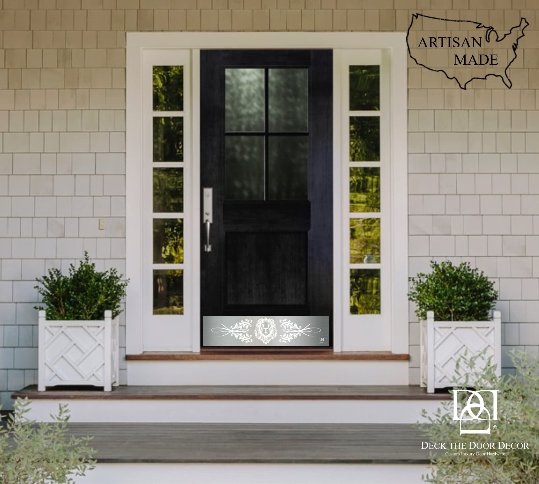 Deck The Door Kick Plate – Anodized Aluminum, 8" X 34", Satin Nickel, Self-Adhesive 3M Tape, USA Made, For Entry Doors