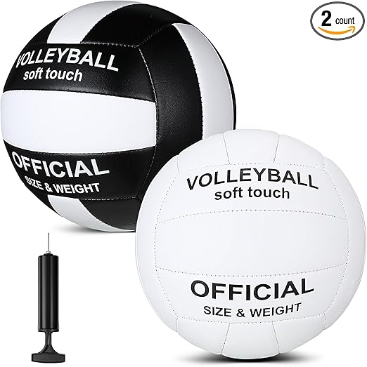 Lenwen 2 Pack Beach Volleyball Official Size 5 for Indoor Outdoor, Waterproof Soft Volleyball with Pump for Adult Beginner Beach Game Gym