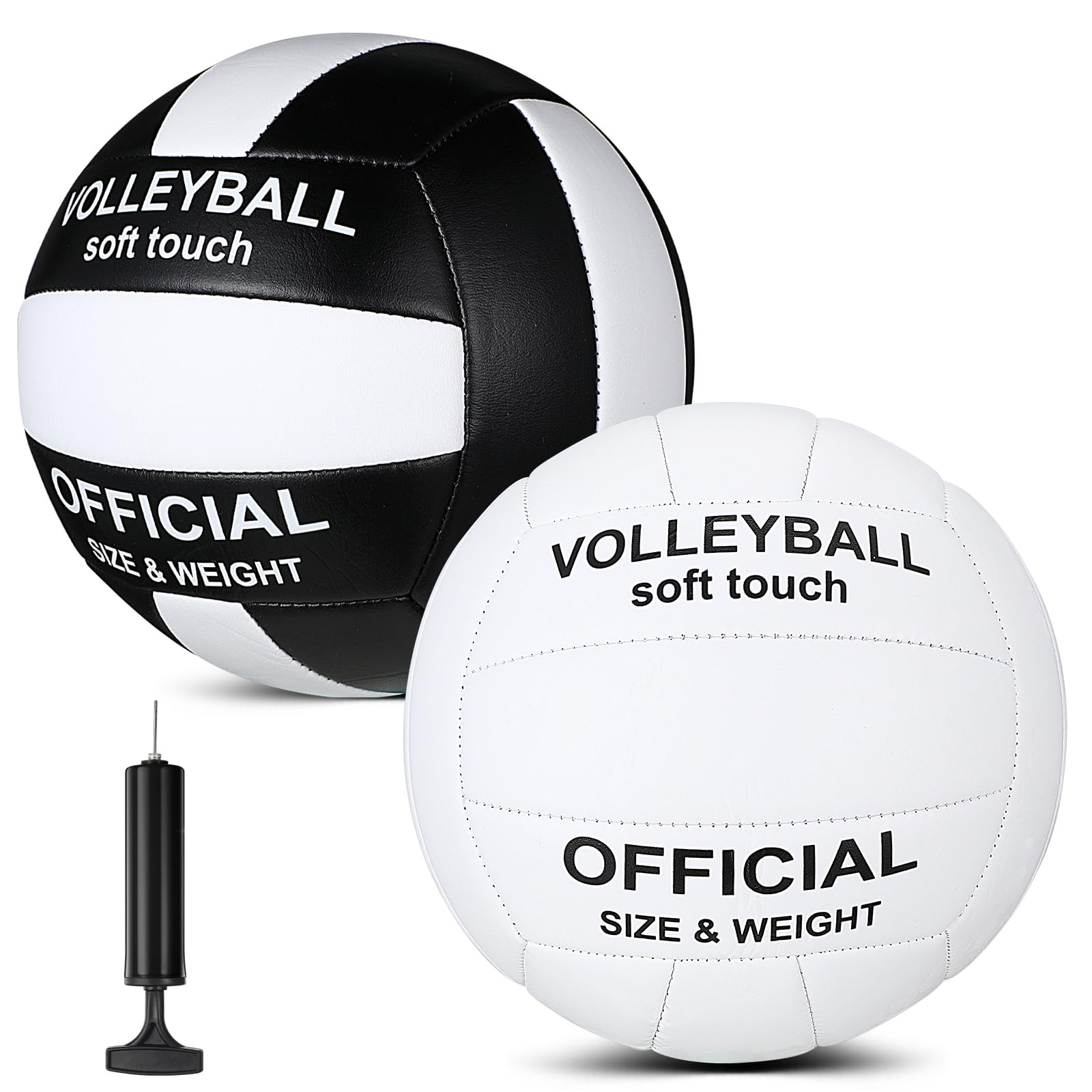 Lot de 2 ballons de volleyball officiels de taille 5 pour intérieur et extérieur, imperméables, doux, volleyball de plage, volleyball avec pompe pour débutants, adolescents, adultes, jeux de plage,