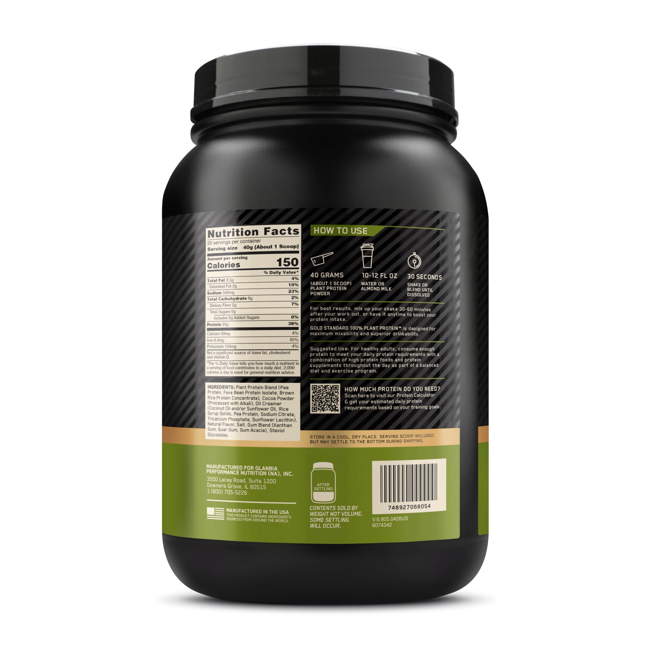 Optimum Nutrition Gold Standard Plant Based Protein, Rich Chocolate Fudge — Amazon image 10