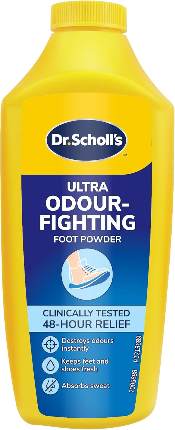 Dr. Scholl’s Ultra Odour-Fighting Foot Powder with Sweat Max Technology-Keeps Feet and Shoes Fresh and Dry, Controls Foot Wetness, Destroys Foot Odours Instantly and Provides All-Day Odour Protection