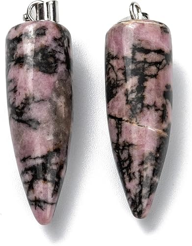 Miniatura 2 de 10 colgantes de piedras preciosas naturales en forma de bala, hallazgos de latón platino, colgantes de chakra puntiagudo, dije de piedra de cristal