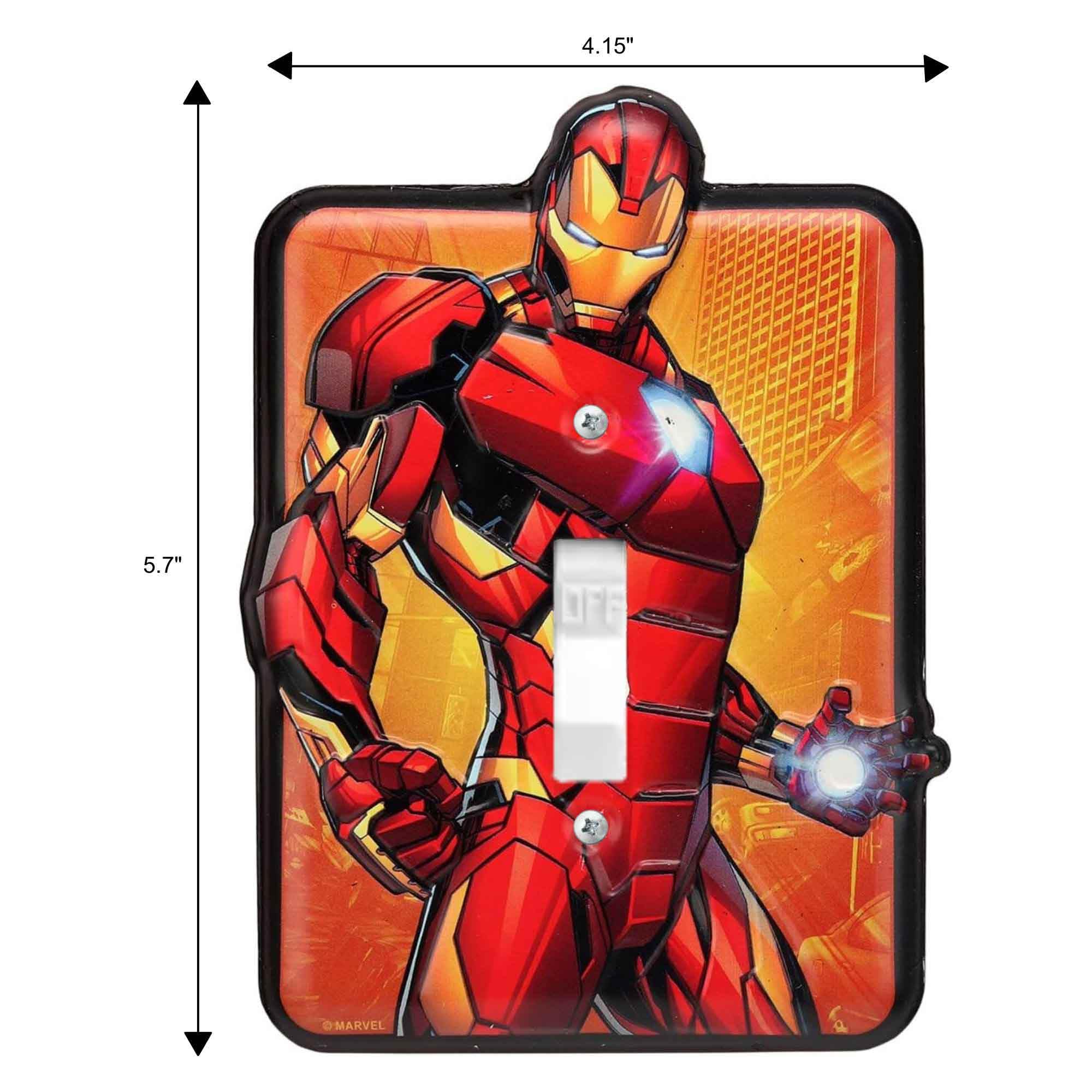 Marvel Iron Man Embossed Metal Light Switch Plate | Iron Man