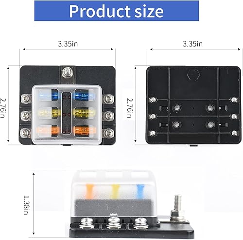 Miniatura 2 de Cuchilla de caja de fusibles de 12 V de 6 vías, caja de fusibles de 12 V con indicador LED, cubierta de humedad y polvo, soporte de caja de fusibles