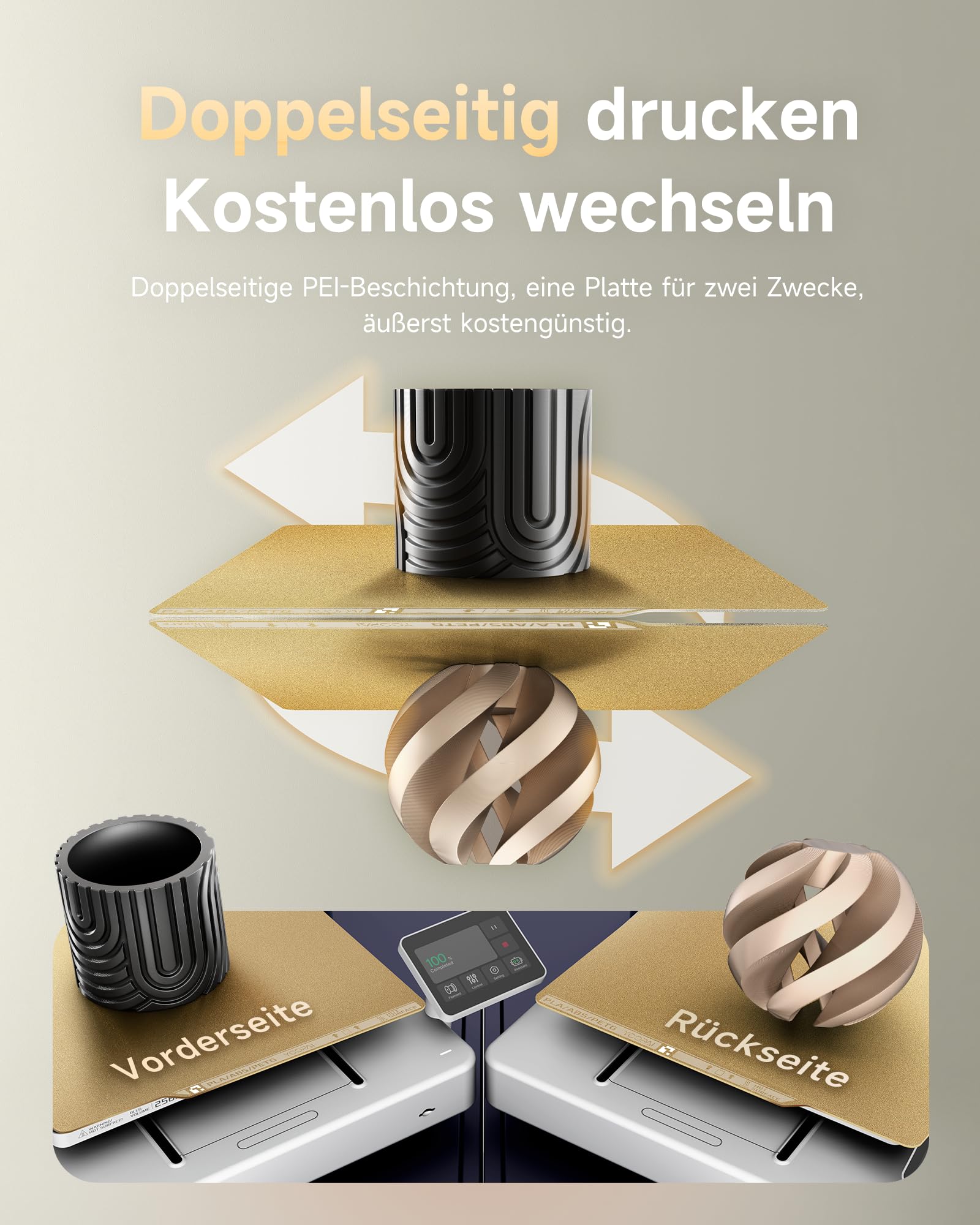 YOOPAI Doppelseitig Texturierte PEI Druckplatte, Magnetisch Spring Steel, 257x257mm, für Bambu Lab P2S P1S A1 X1 X1C X1E P1P 3D Drucker (2)