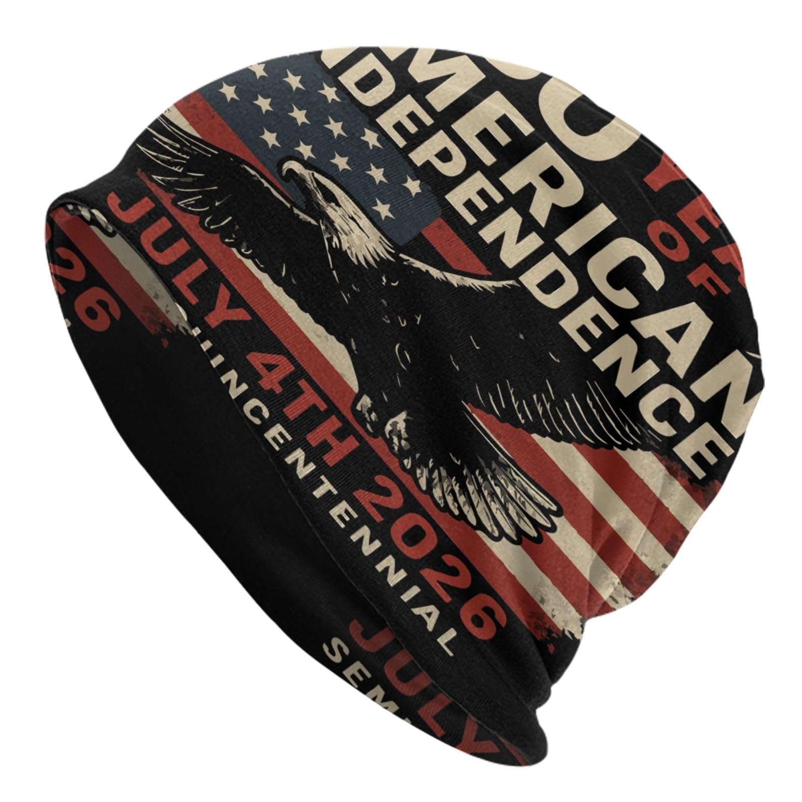 250 Years of Freedom 1776 2026 American Eagle Flag Knit Hat Beanie Cap Pullover Cap Fashion Headwear for Men Women