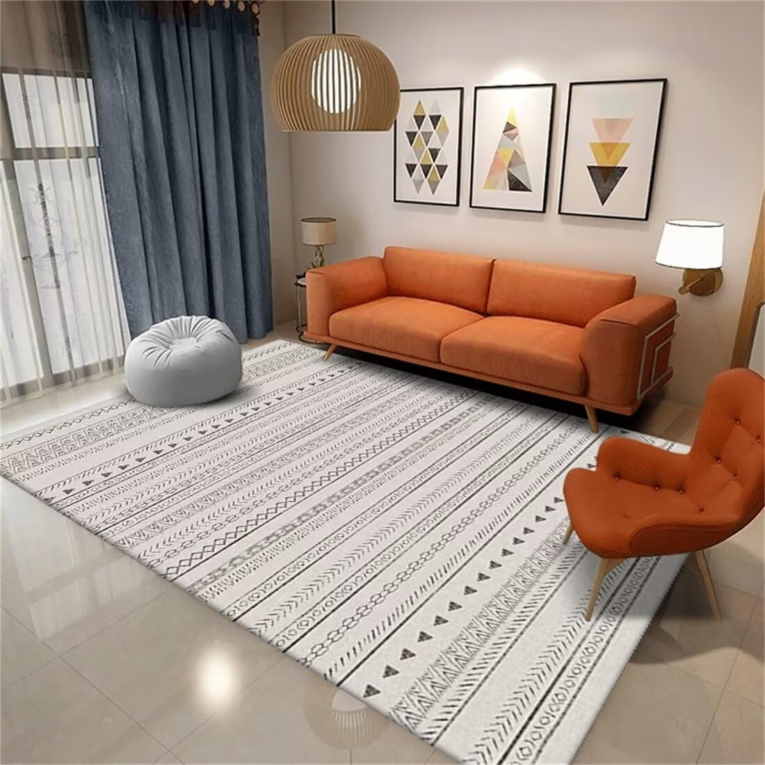 Tapis d'entrée intérieur Bouda géométrique gris 50x70 cm